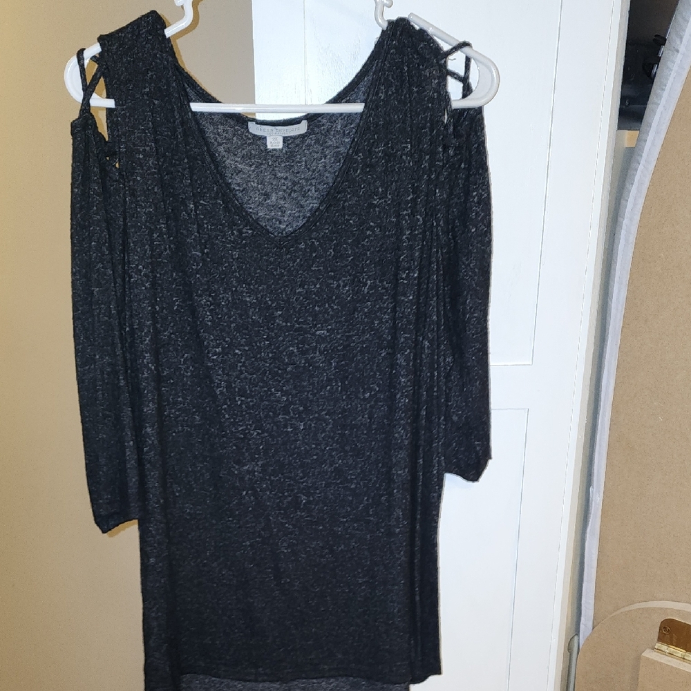 Envelope Black Cold Shoulder Tunic